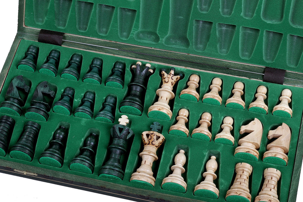 Ambassador Green Chess Set 54x54cm - Wooden with Insert Storage – image 6