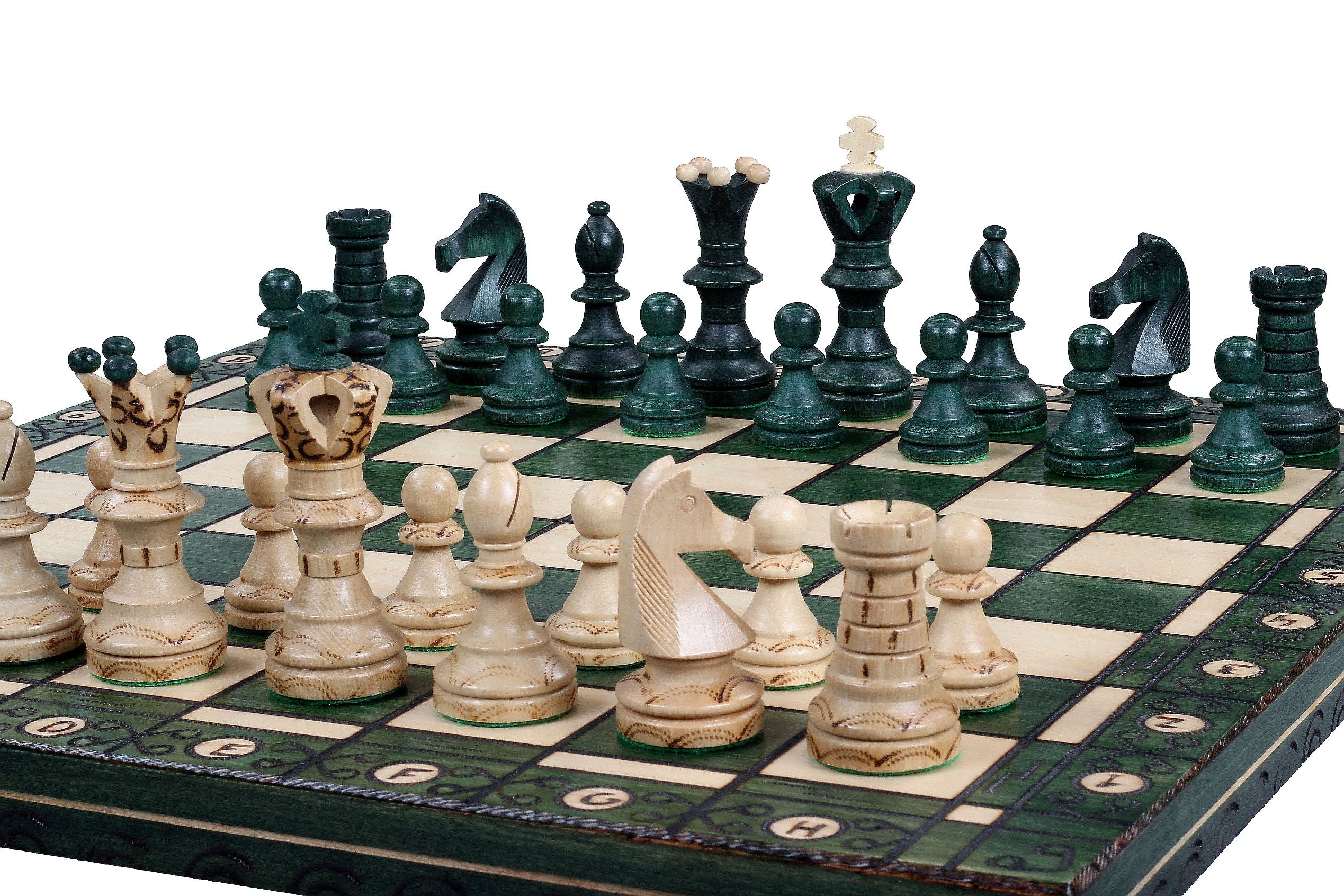 Ambassador Green Chess Set 54x54cm - Wooden with Insert Storage – image 2