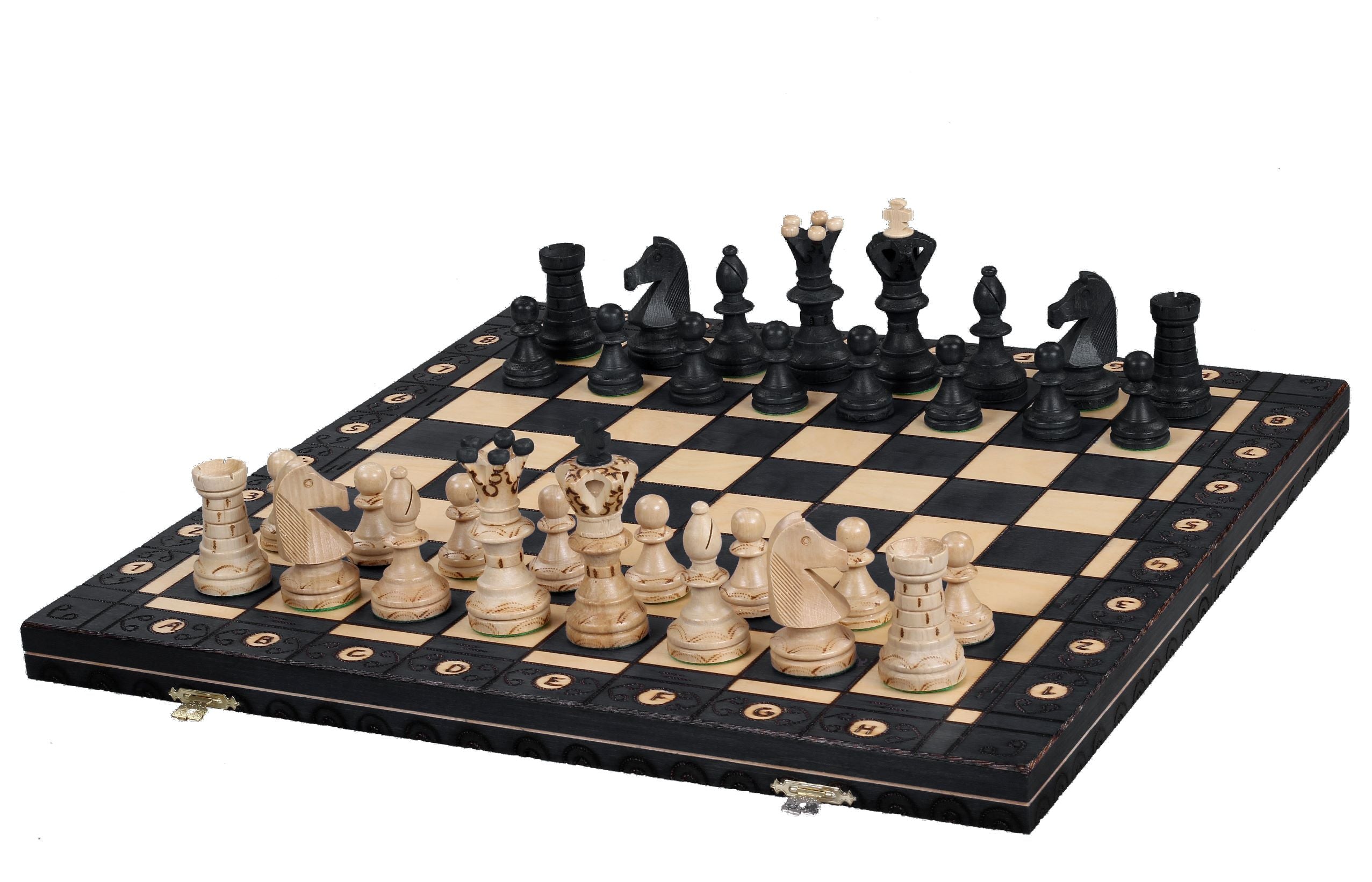 Chassador Black Chess Set 54x54cm - Wooden with Burnt Board – image 2