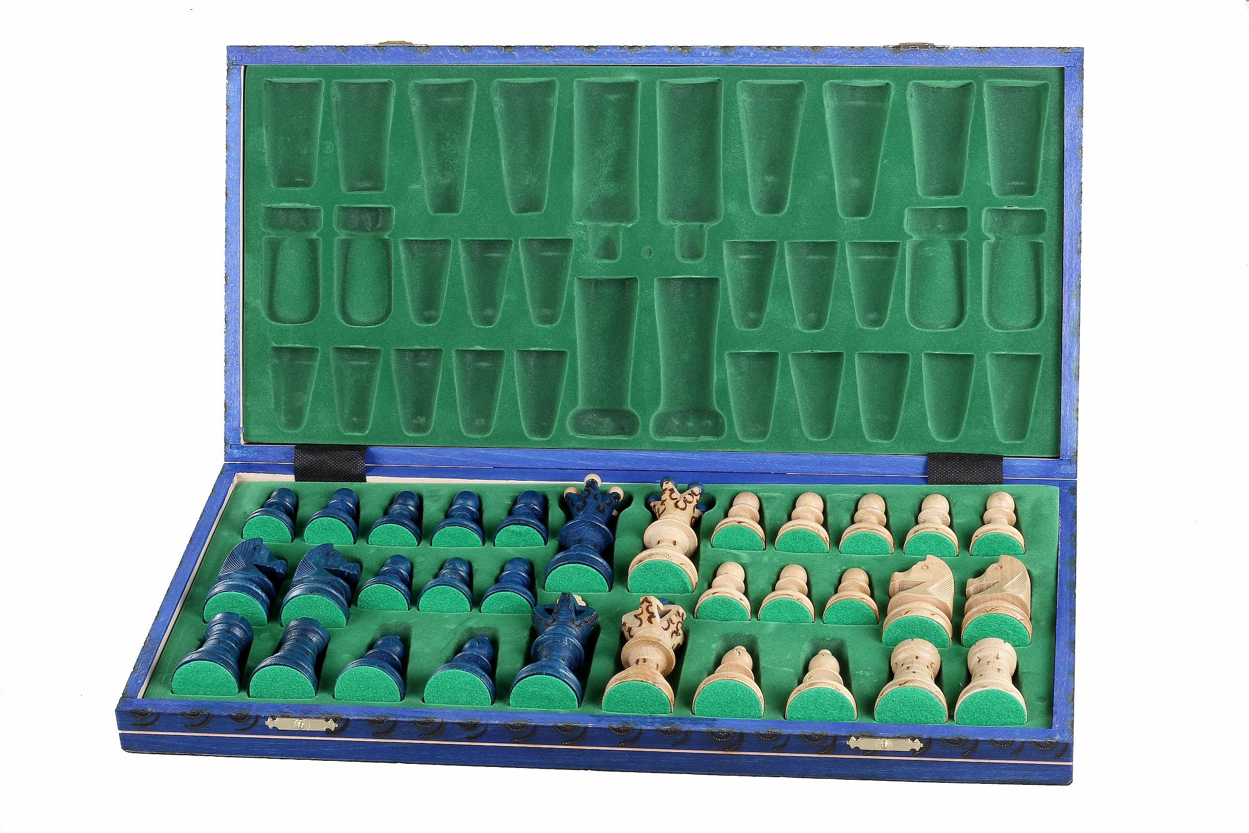 Ambassador Chess Set Blue - Complete Folding Set with Storage – image 4