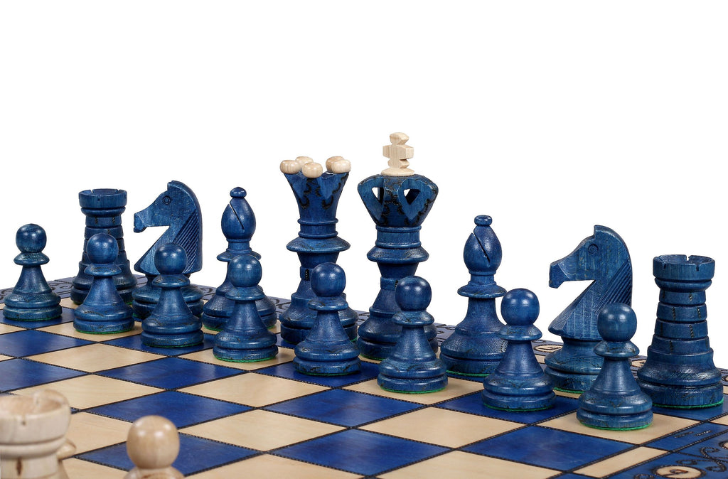 Ambassador Chess Set Blue - Complete Folding Set with Storage – image 8