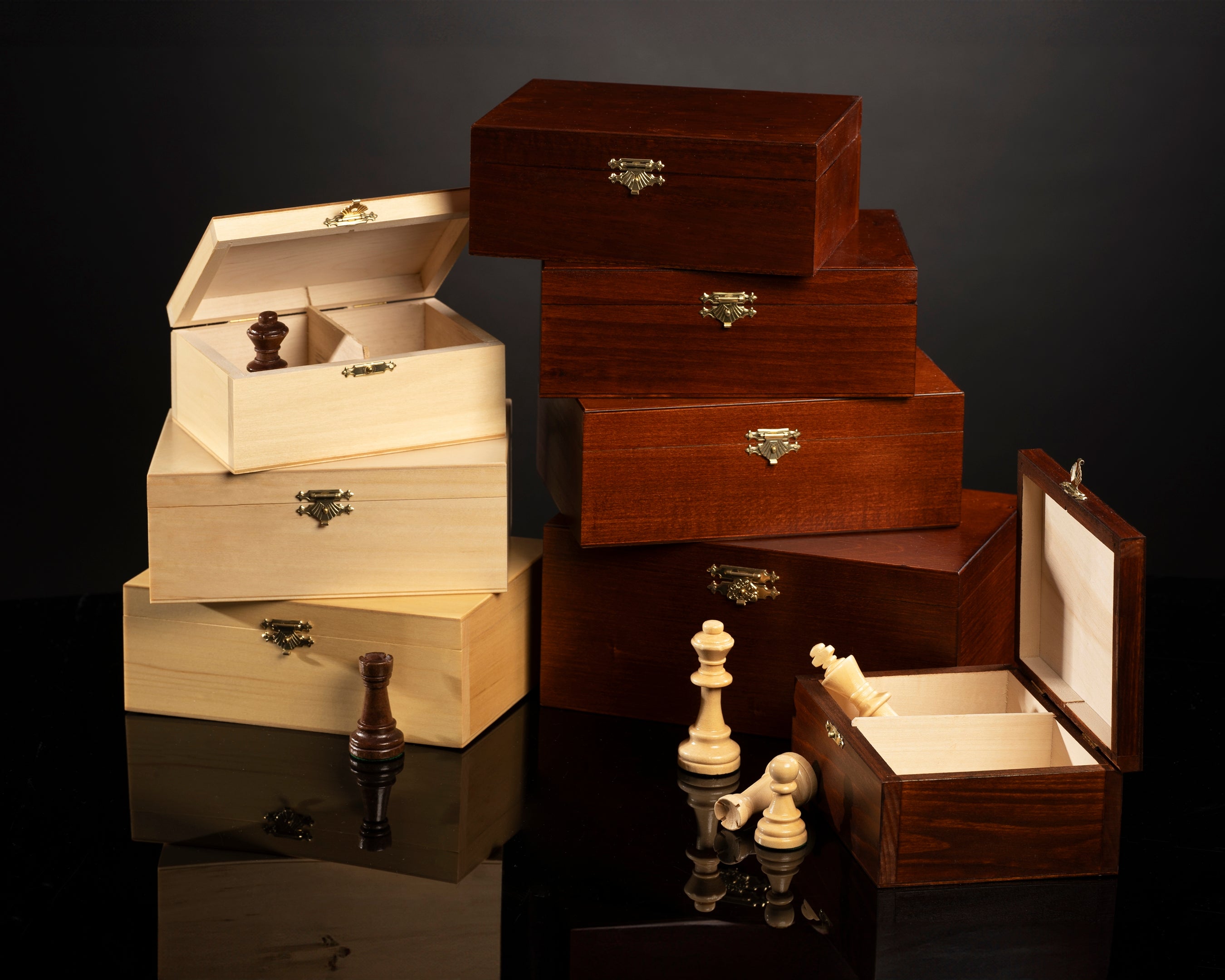 Chess Pieces Storage Box – Dark Wood Case for Staunton No.4 – image 2