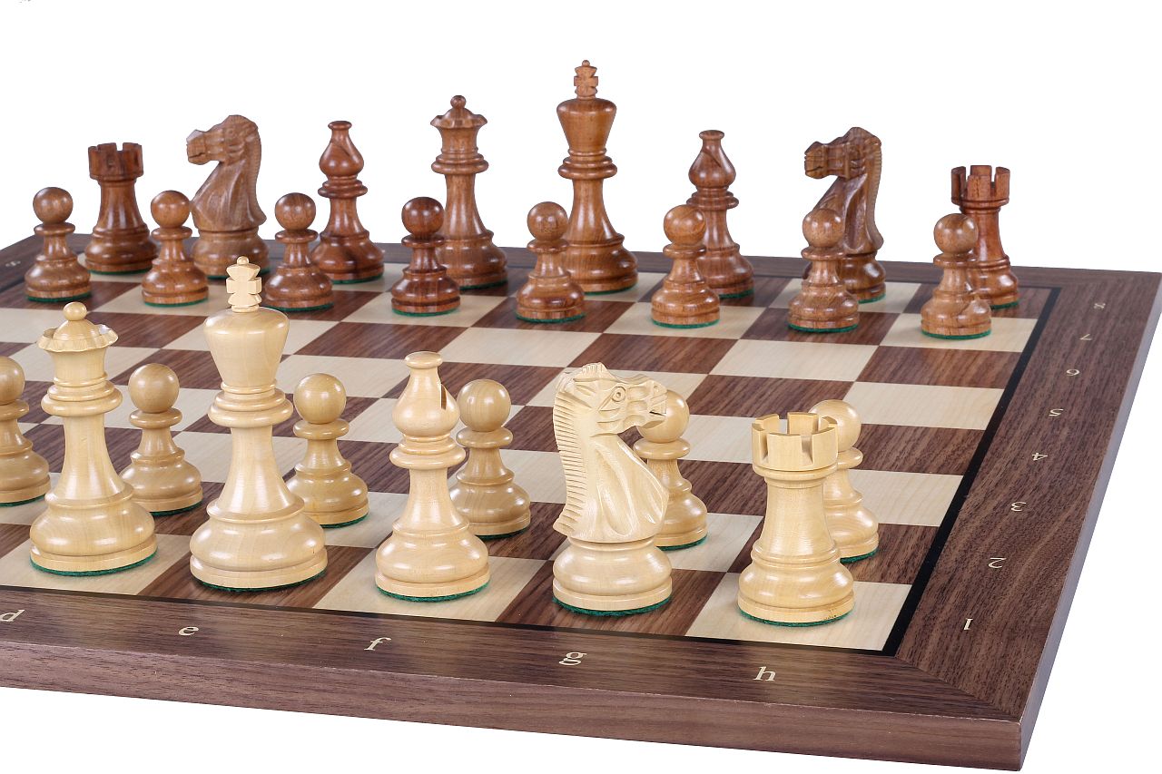 Chess Board 48×48 cm – Walnut & Maple (Black Frame), with Notation – image 4
