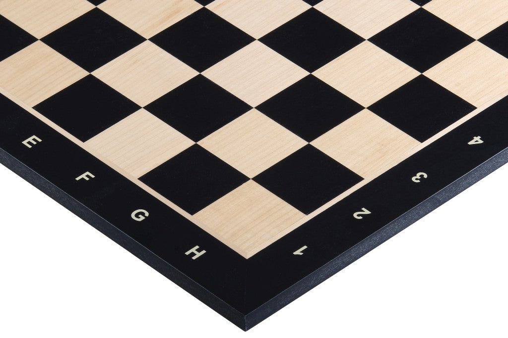 Chess Board 52×52 cm (55 mm squares) – Ebony & Maple, with Notation