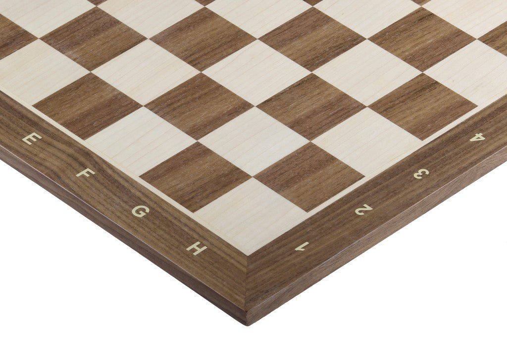 Chess Board 48×48 cm – Walnut & Maple, with Notation