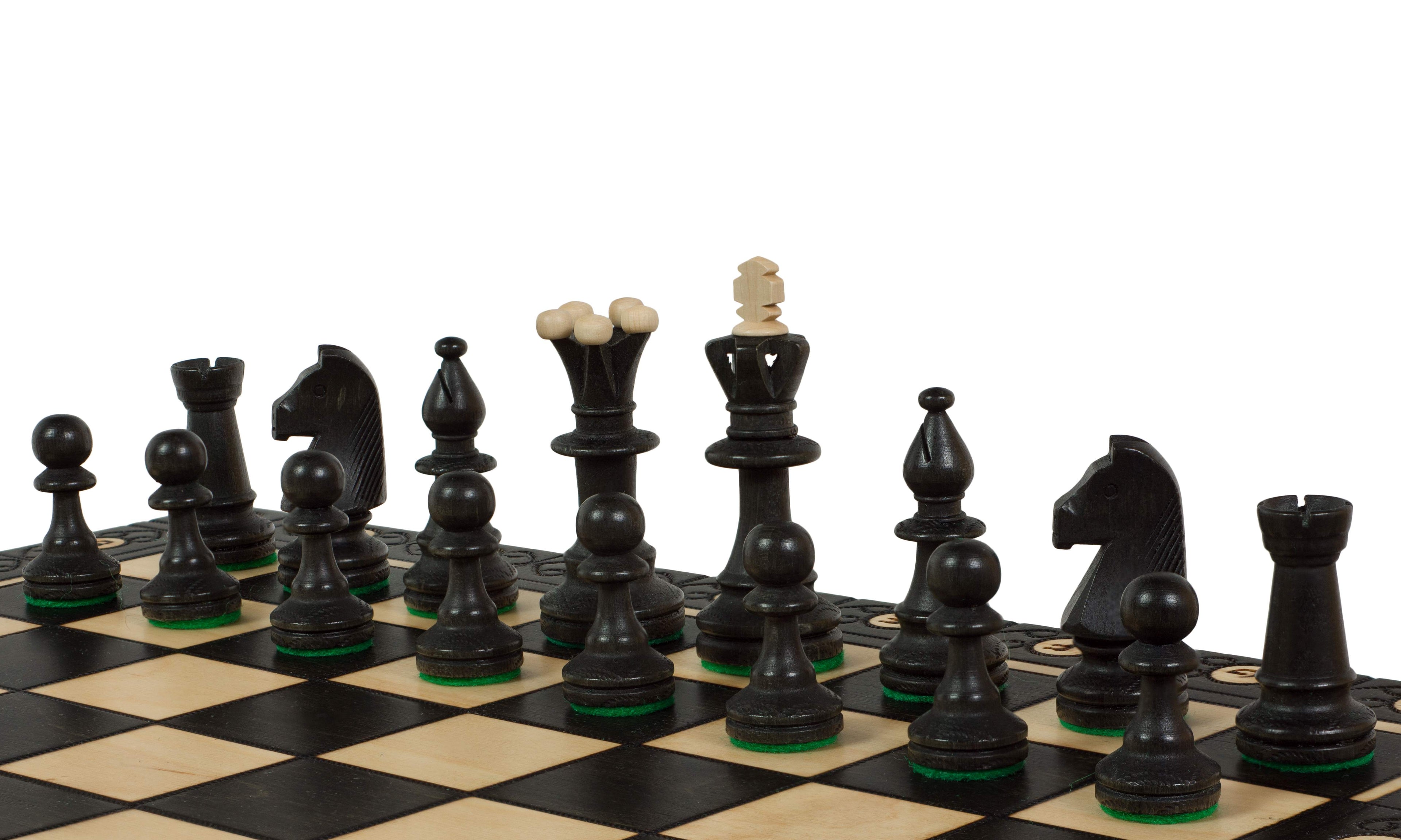 Consul Chess Set – Black 48cm, Folding Board with Wood-Burning Art – image 4