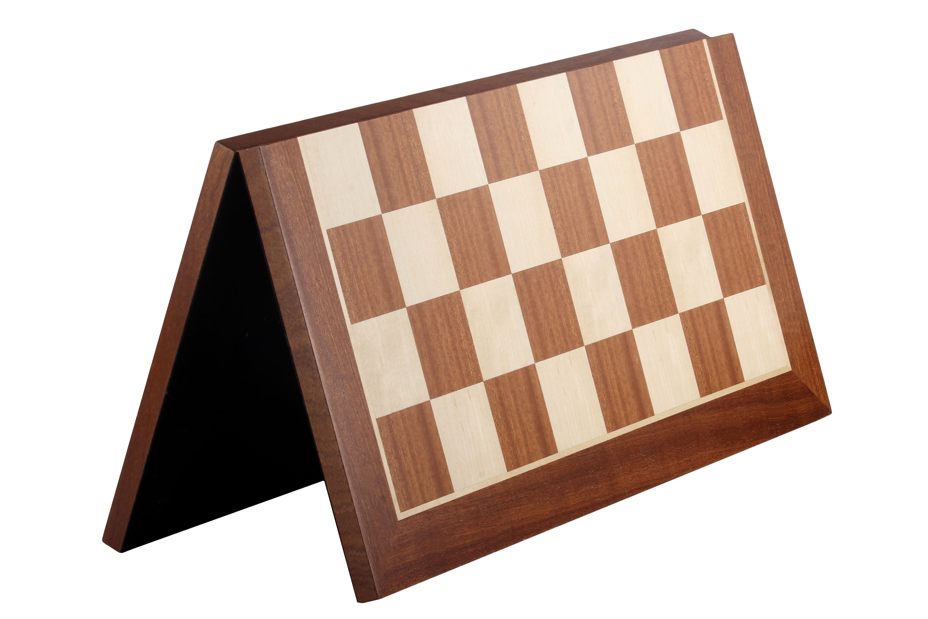 Folding Chess Board No.5 Mahogany/Maple 50mm – Marquetry (No Notation)