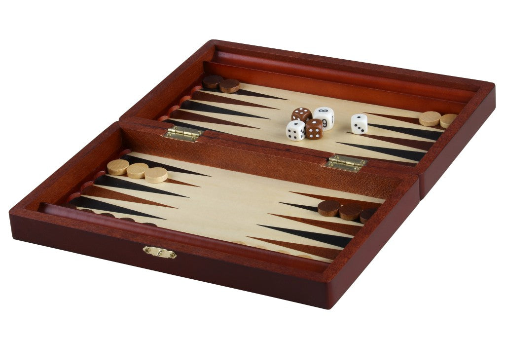 Backgammon Small Wood 28x16cm - Folding Travel Case Compact Complete Set – image 3