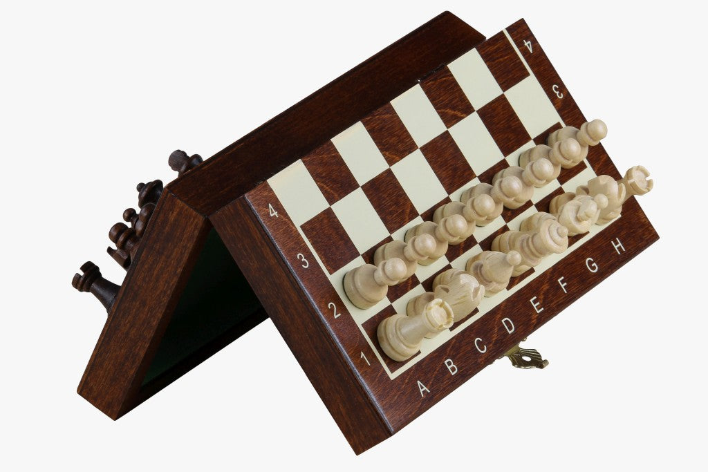 Magnetic Mini Chess Set – Compact Portable Travel Chess with Printed Board