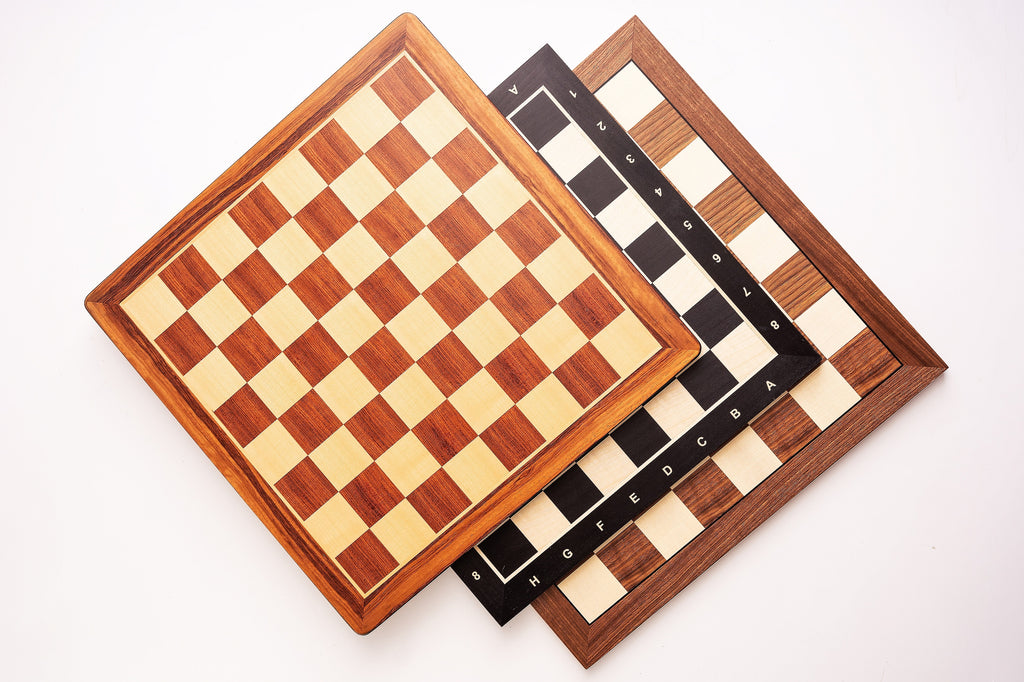 Chessboard No.5 48x48cm – Mahogany & Sycamore 50mm Light Edge with Notation