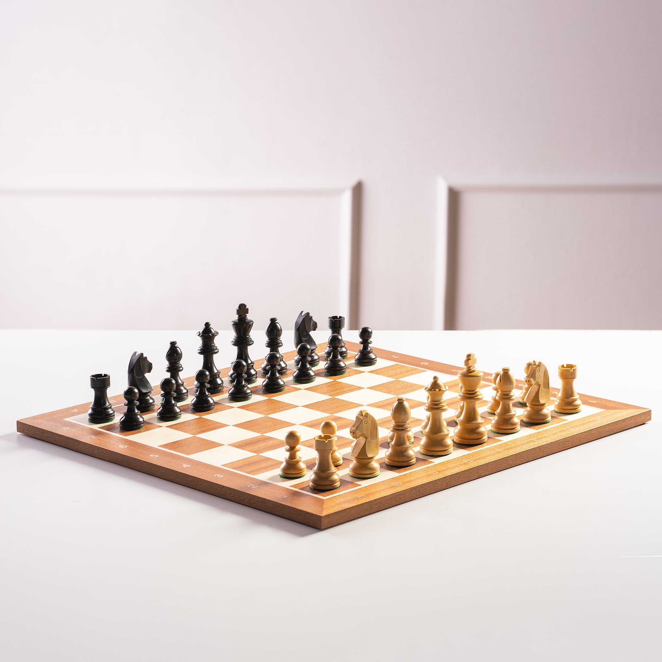 Timeless Chess Set – Mahogany Board 50mm with Notation & King 90mm – image 2