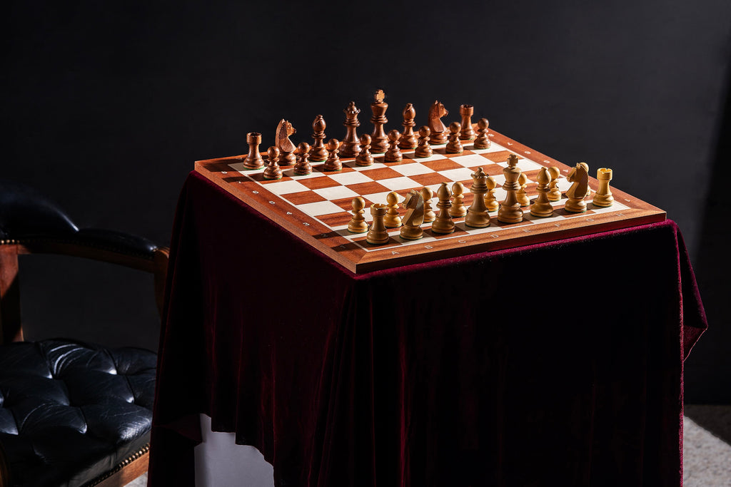 Tournament Chess Set No.6 – Mahogany Board 58mm with Notation & German Knight 3.75" – image 4