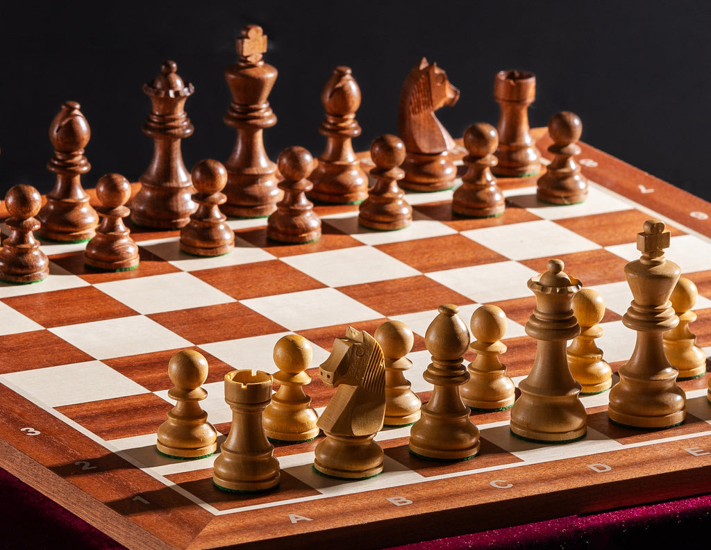 Tournament Chess Set No.6 – Mahogany Board 58mm with Notation & German Knight 3.75"