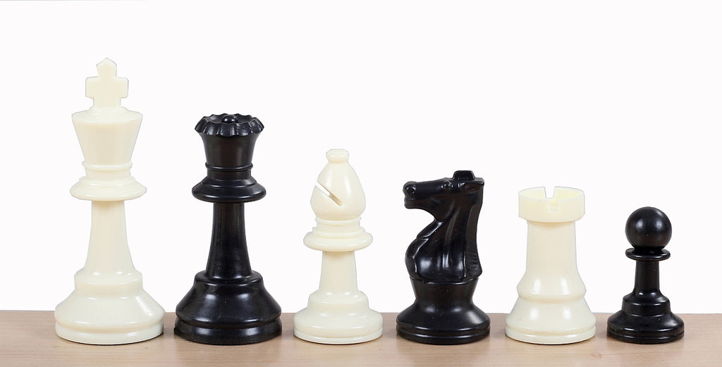 Staunton Chess Pieces No.4 78mm - White Black Plastic Set