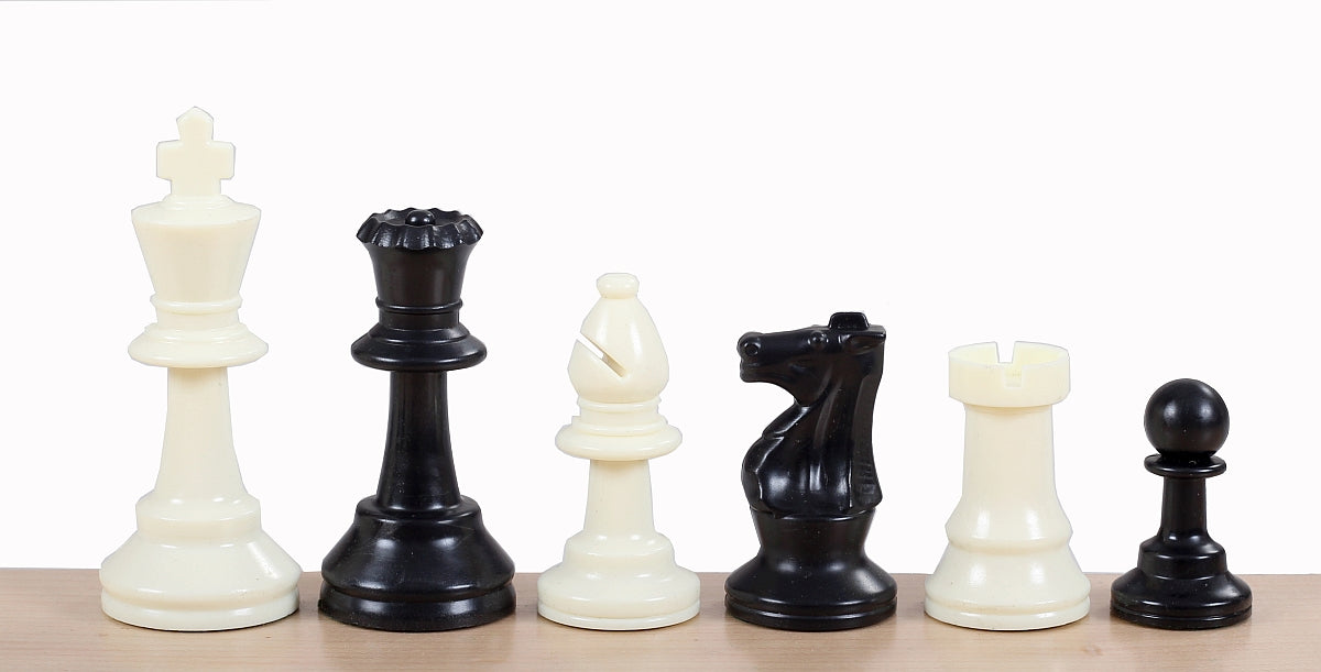 Staunton Chess Pieces No.4 78mm - White Black Plastic Set