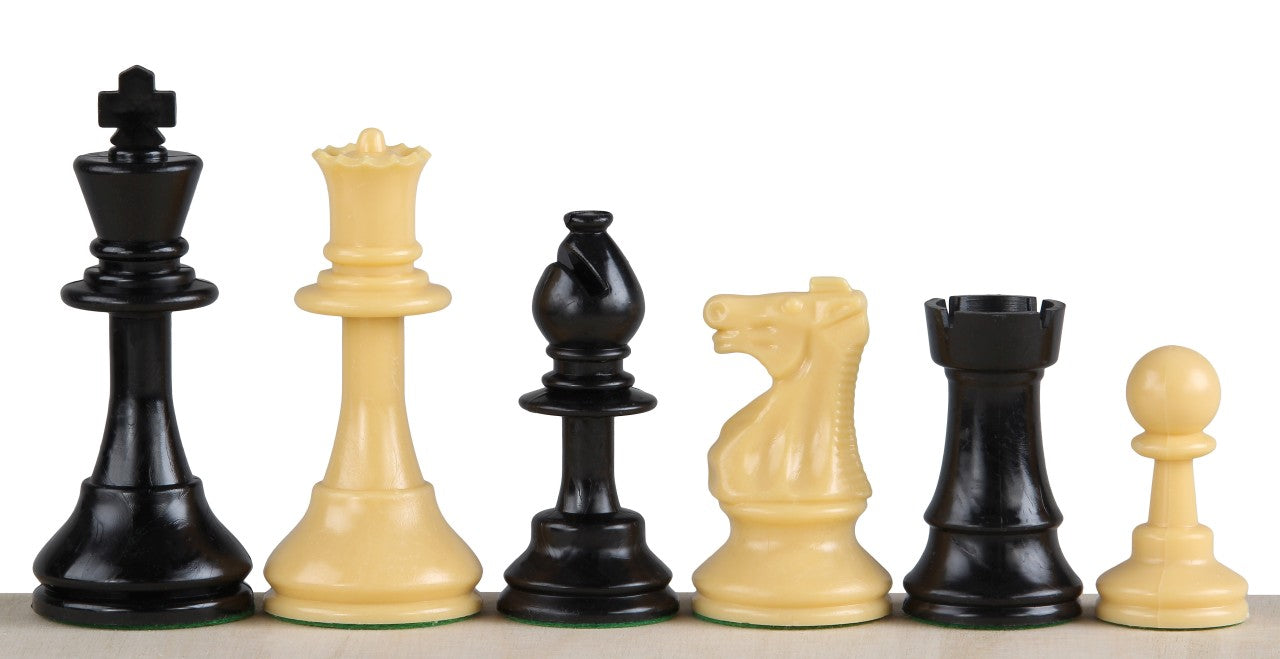 Chess Pieces Club Staunton No. 6 96mm Plastic - Cream Black Budget Set