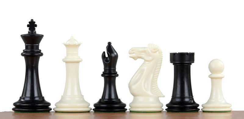 Plastic Chess Pieces 98mm - Weighted Black White Set with Extra Queens