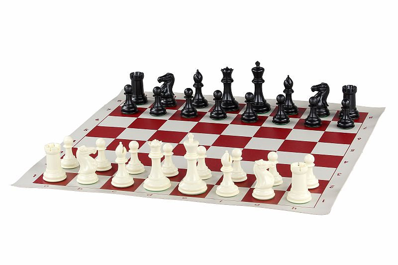 Vinyl Roll-Up Chess Board 57mm - White Red Tournament Board with Notation