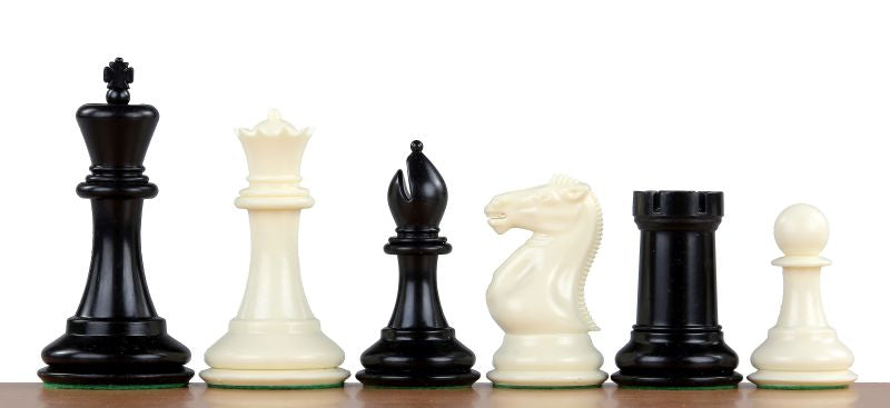 Chess Pieces Staunton No.6 3.75" Weighted Plastic Ivory Black Tournament