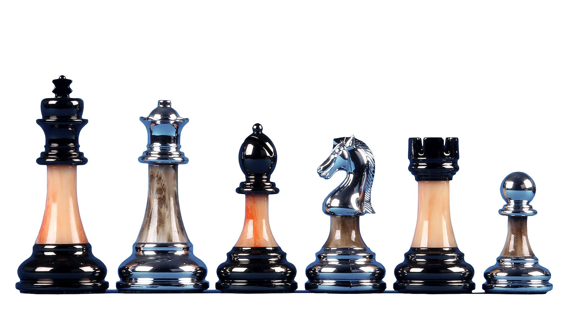 Metallised Chess Pieces 3.5" – Stone Shaft, Heavy Weighted