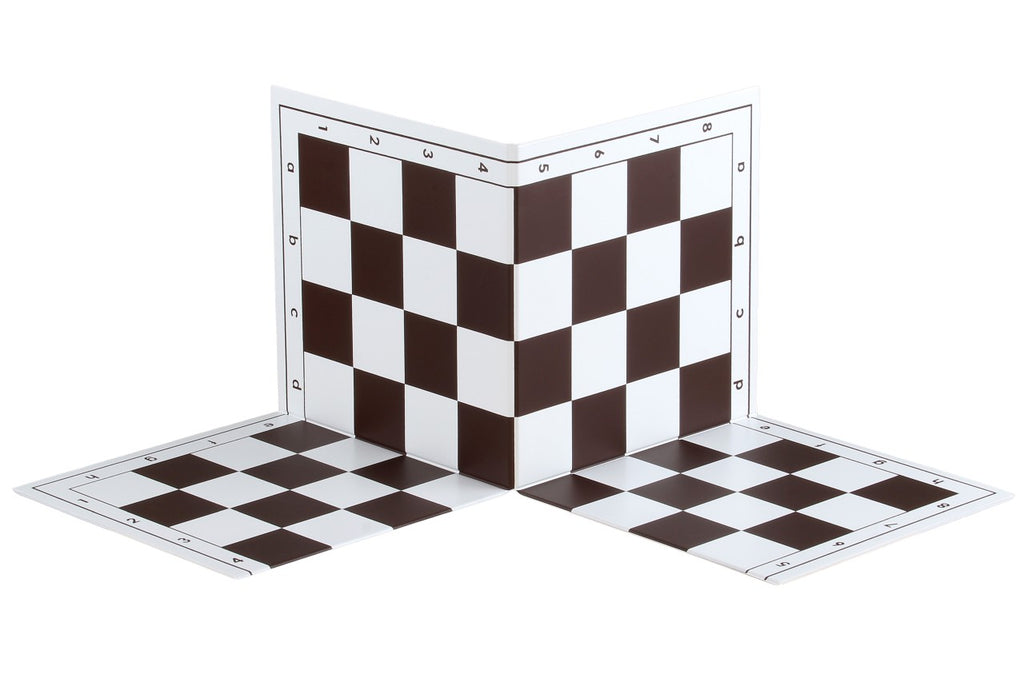 Plastic Chess Board No.6 57mm Double-Folding - White Brown Tournament Board with Notation