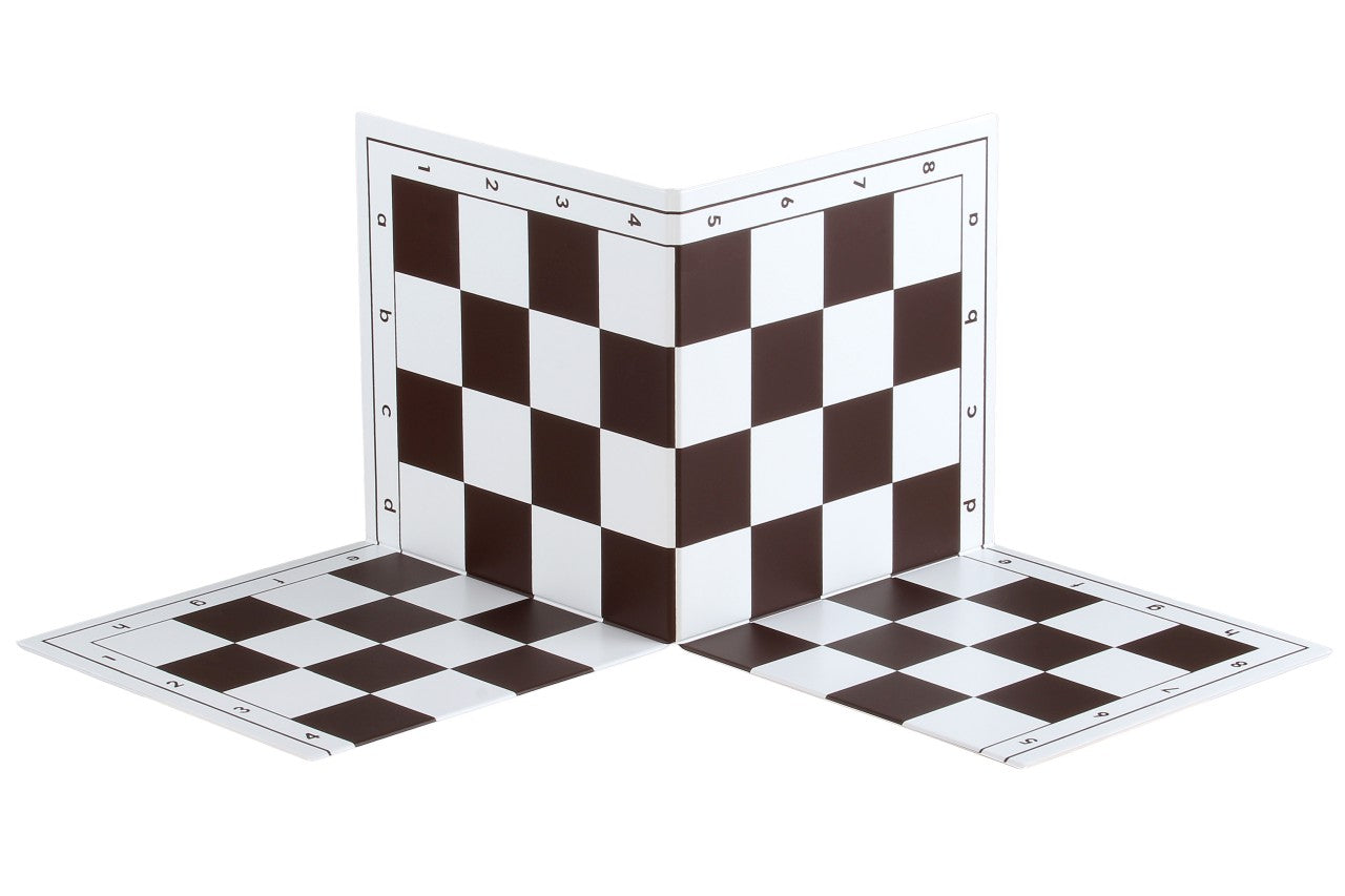 Plastic Folding Chessboard No.4+ 43cm – Brown & White Double-Fold Tournament Board