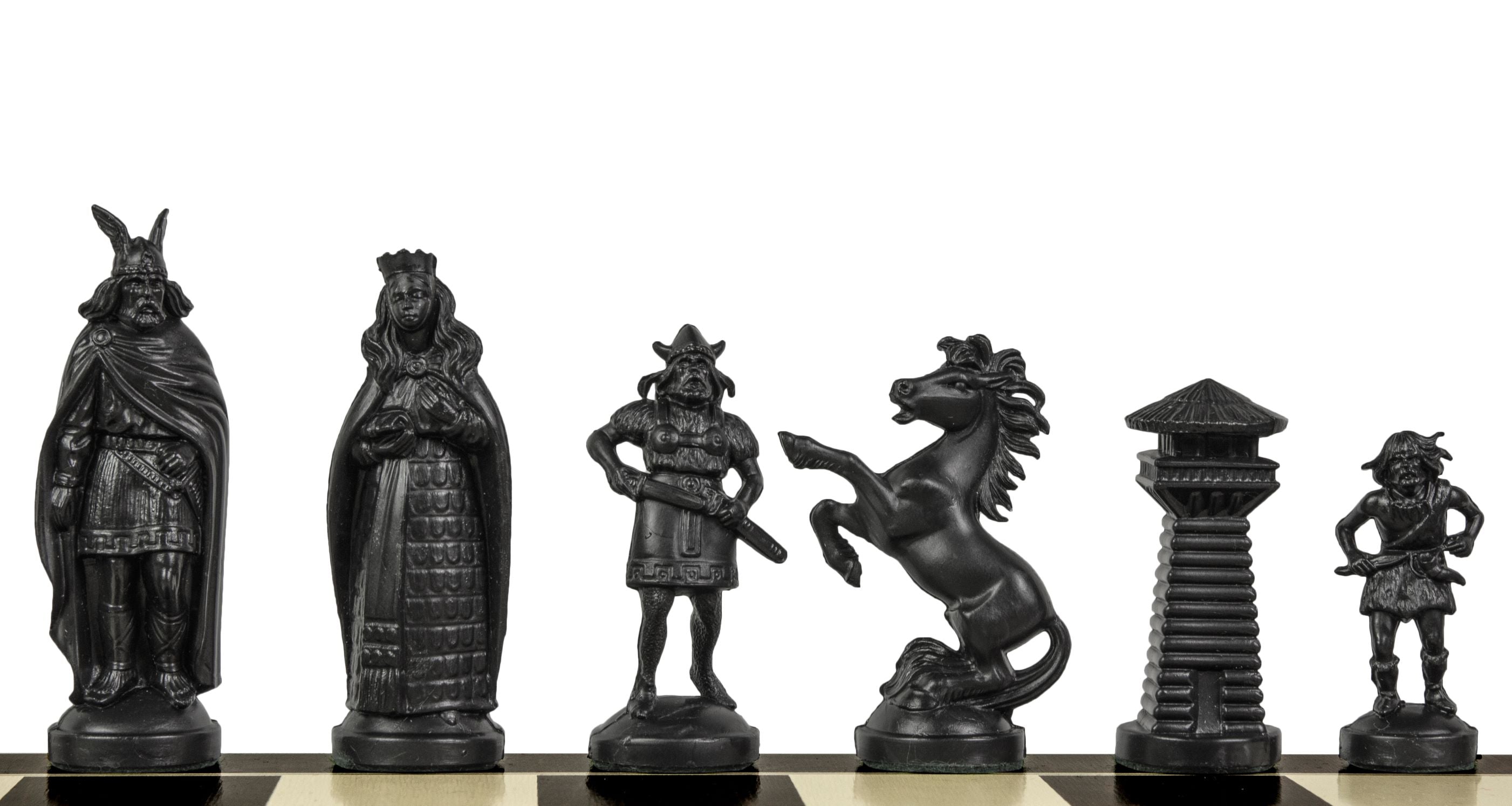 Viking Stylized Chess Pieces – Cream & Black, King 98mm – image 4