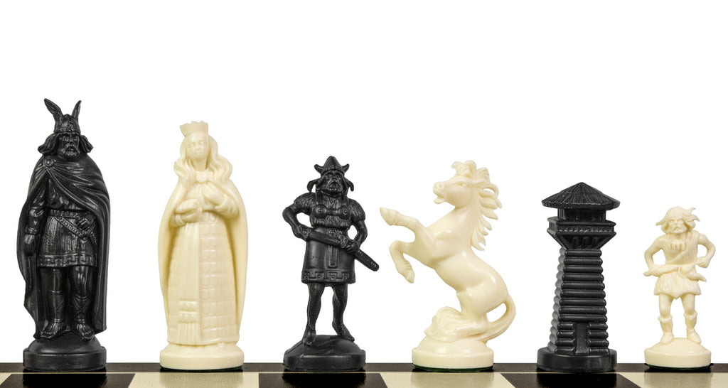 Viking Stylized Chess Pieces – Cream & Black, King 98mm – image 3