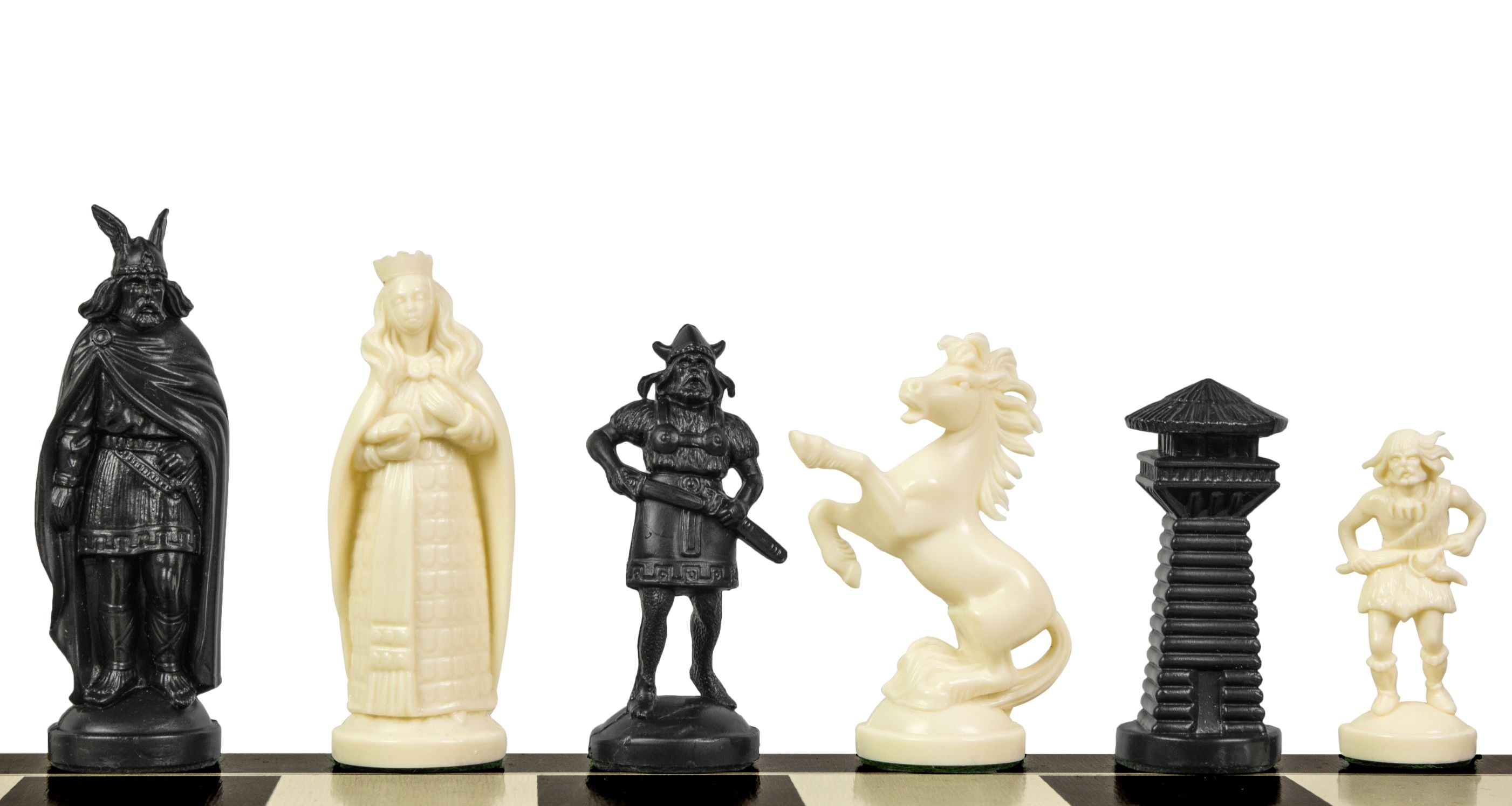 Viking Stylized Chess Pieces – Cream & Black, King 98mm – image 3