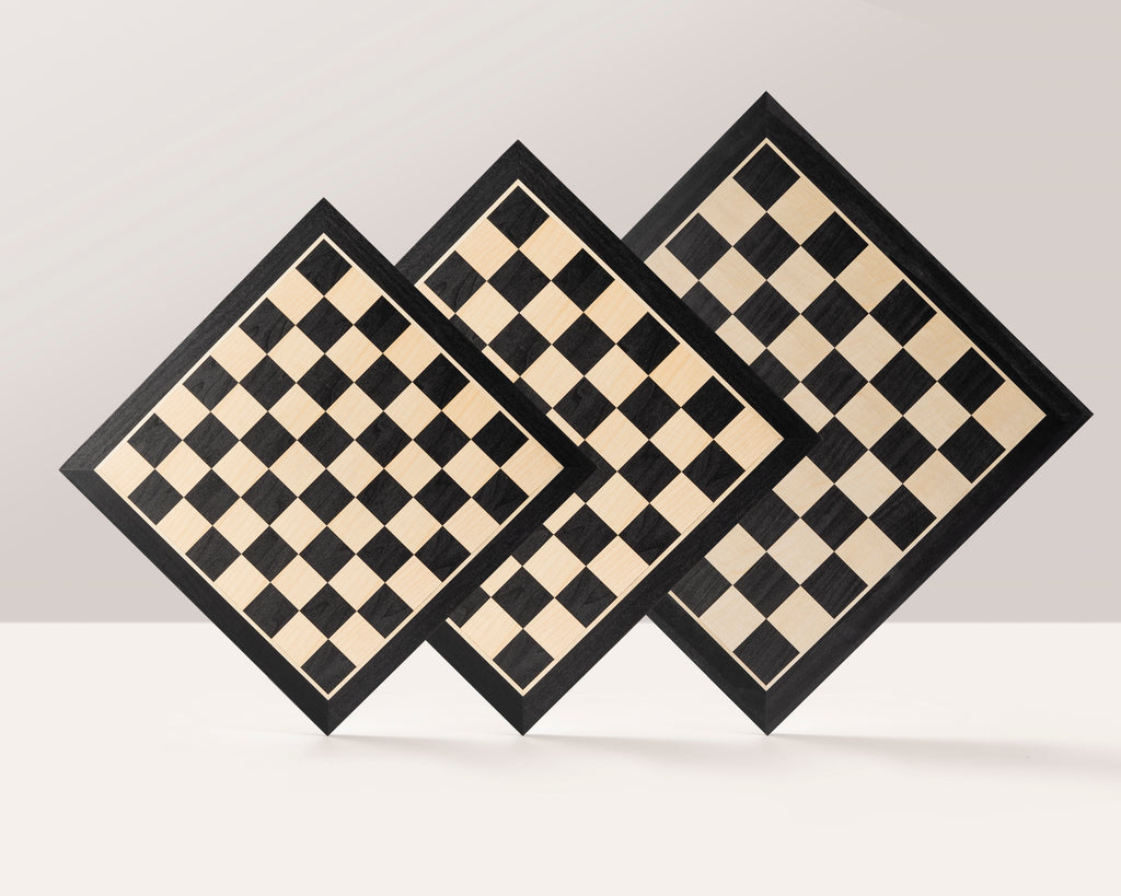 Chess Board 48×48 cm – Ebony & Maple, without Notation
