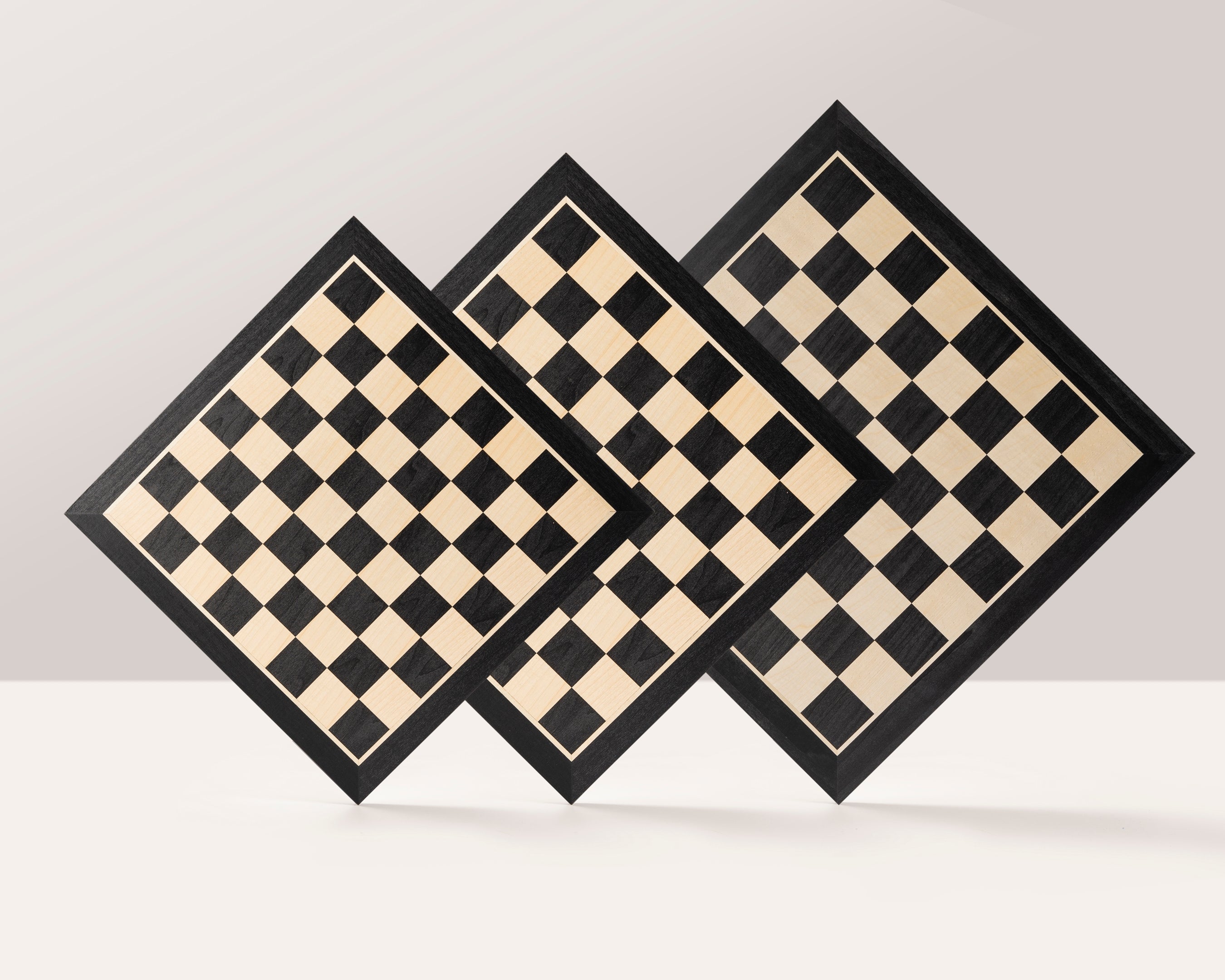 Chess Board 52×52 cm (55 mm squares) – Ebony & Maple, without Notation