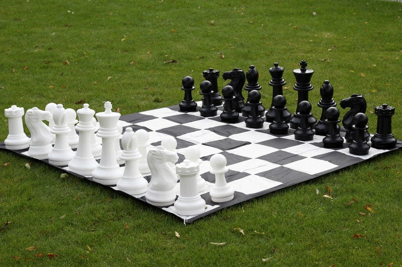 Garden Chess Set Medium 41cm King - Complete with Nylon Board Weather-Resistant