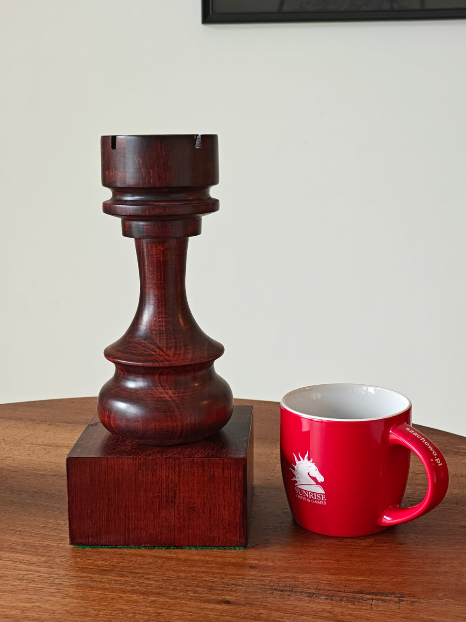 Chess Trophy Cup – Black Rook, Handcrafted Wood
