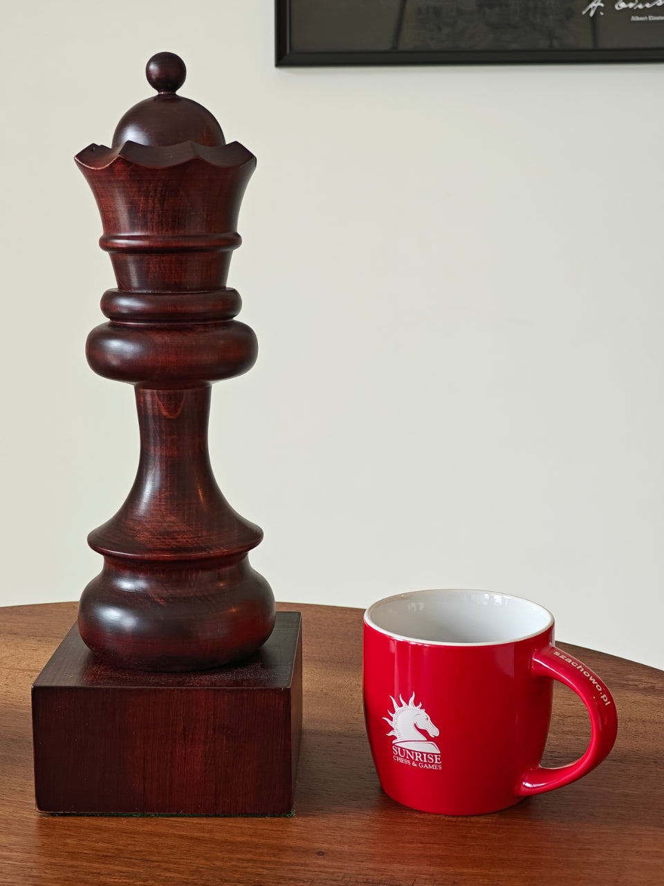 Chess Trophy Cup – Black Queen, Handcrafted Wood – image 2