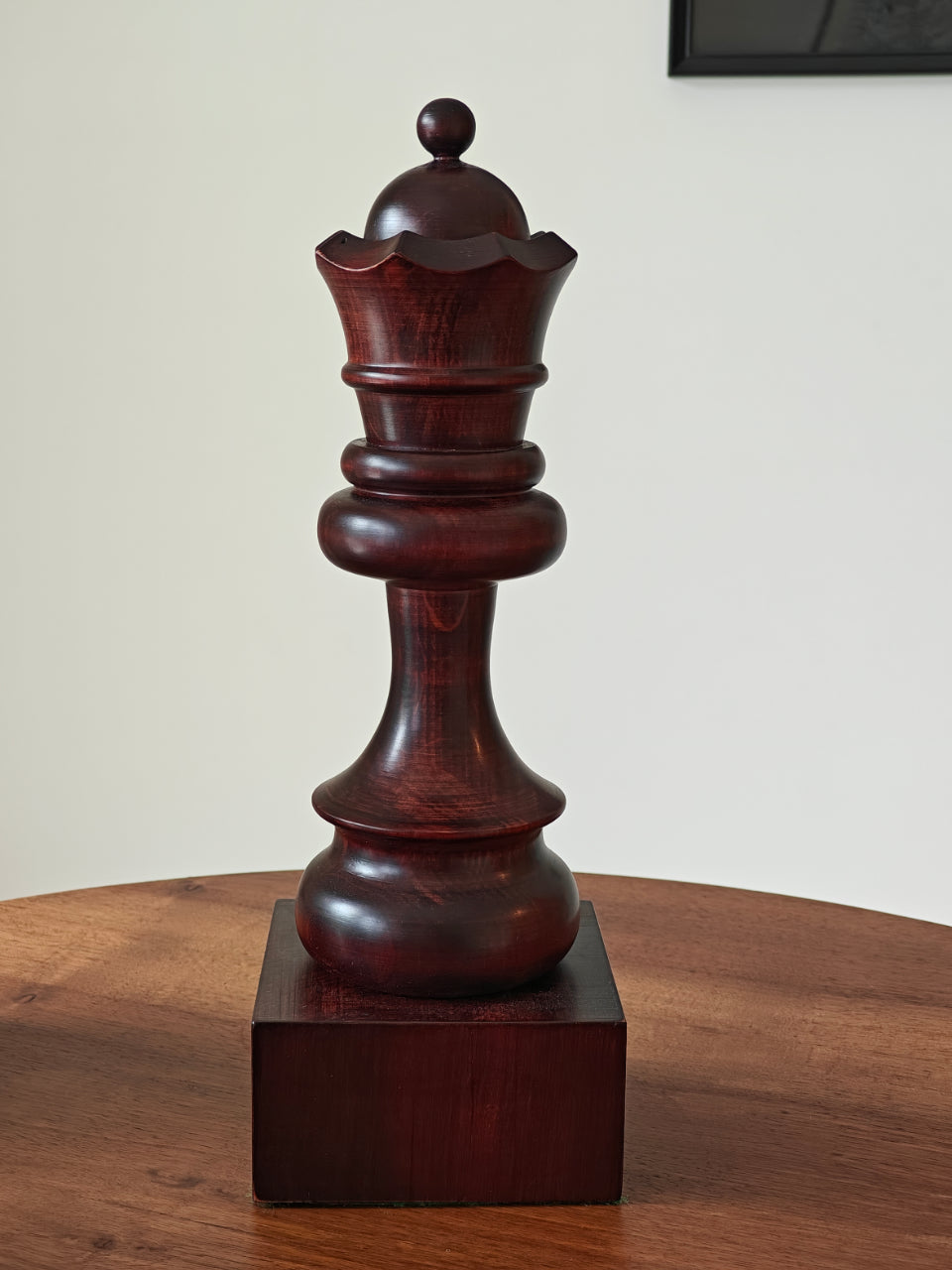 Chess Trophy Cup – Black Queen, Handcrafted Wood