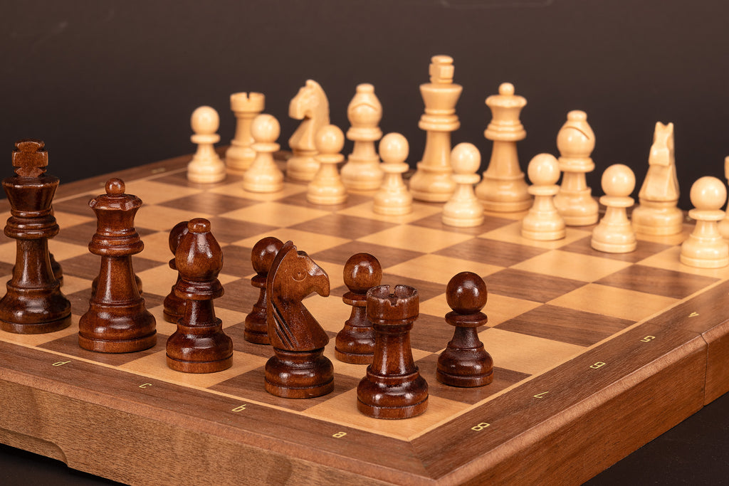 Magnetic Travel Chess Set — Walnut, 33×33 cm Wooden Folding Case – image 2
