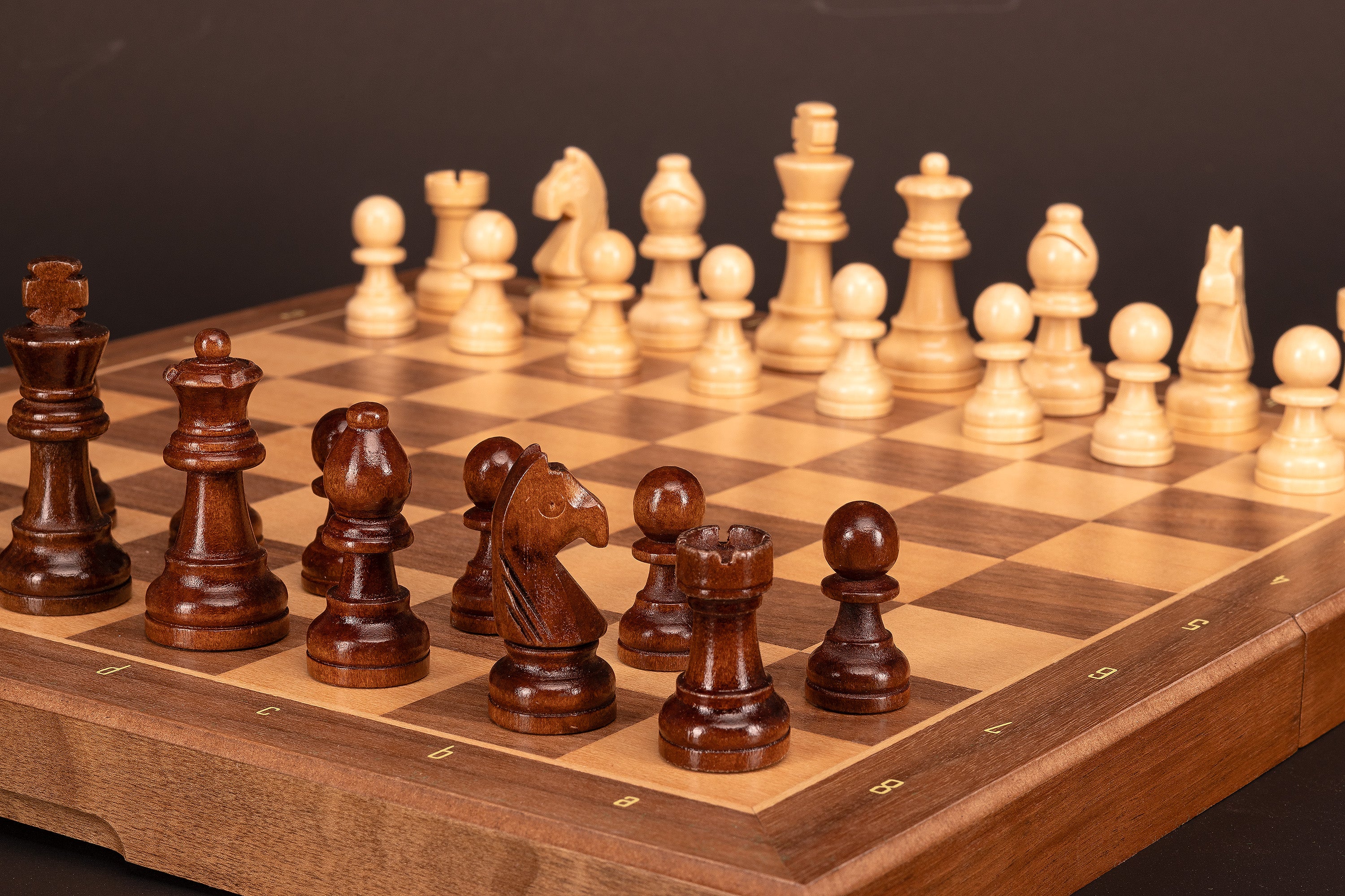 Magnetic Travel Chess Set — Walnut, 33×33 cm Wooden Folding Case – image 2
