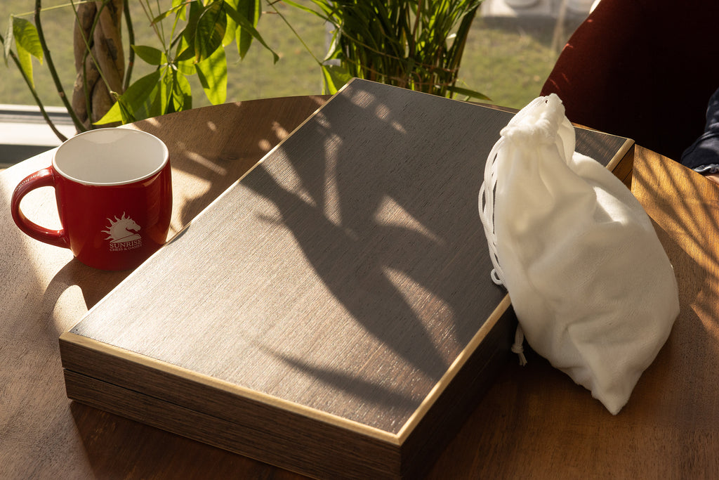 Backgammon Set in Wooden Box (52 × 43.5 cm) — Wood Pieces & Leather Dice Cups – image 9