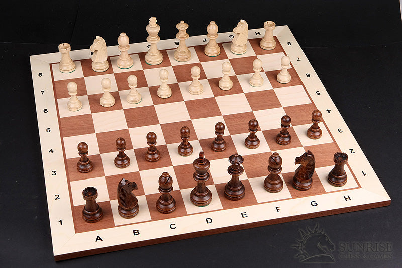 Chessboard No.5 48x48cm – Mahogany & Sycamore 50mm Light Edge with Notation – image 3