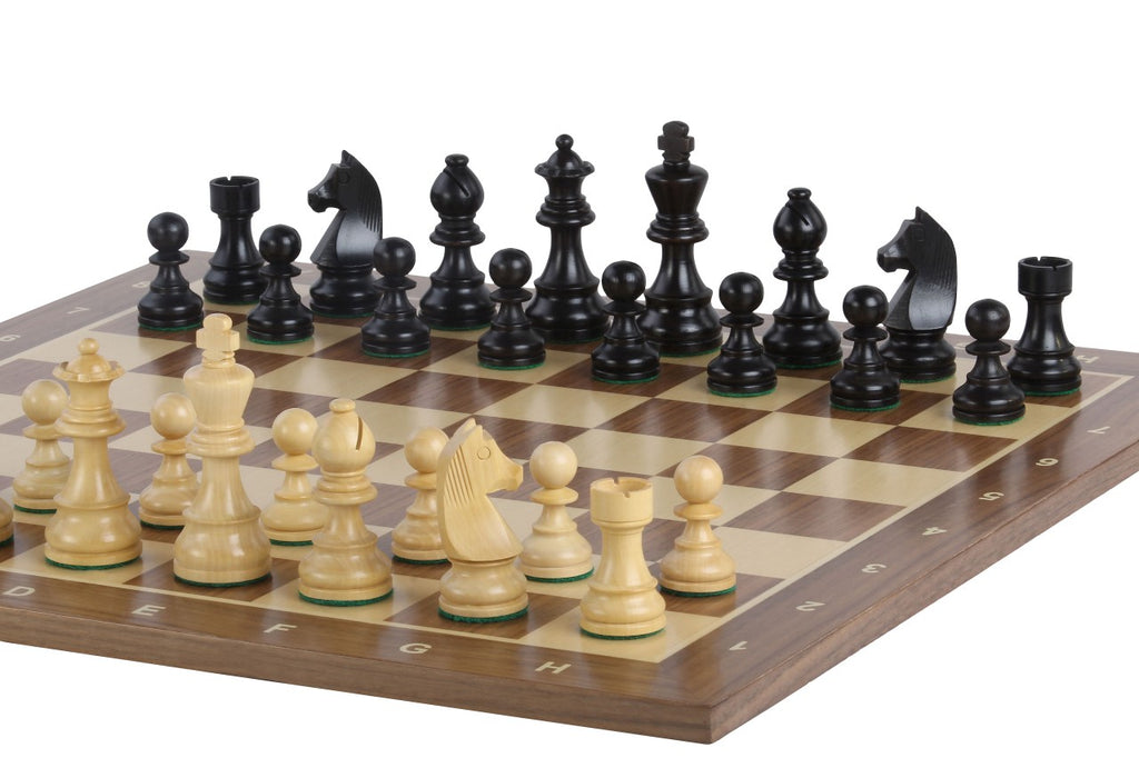 Timeless Chess Set – Walnut Board 50mm with Notation & King 90mm