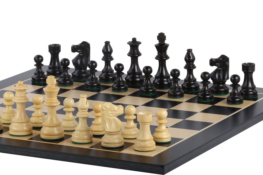 No.6 Black Chessboard + 3.75" French Ebonised Pieces — Tournament Set – image 4