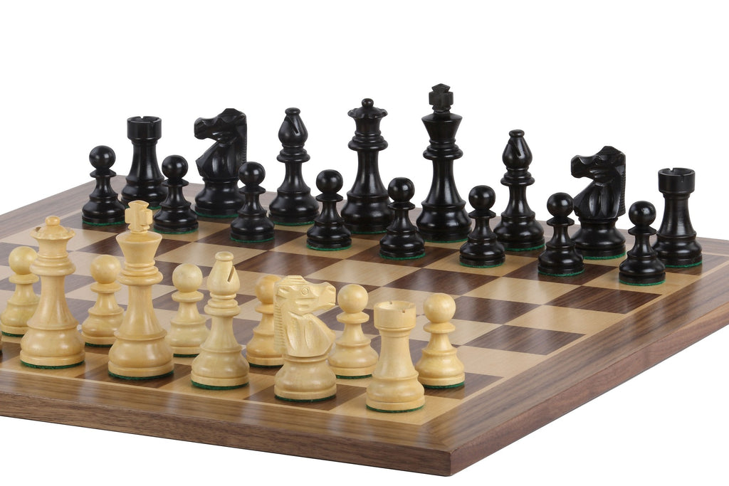 No.6 Walnut Chessboard + 3.75" French Ebonised Pieces — Tournament Set – image 2