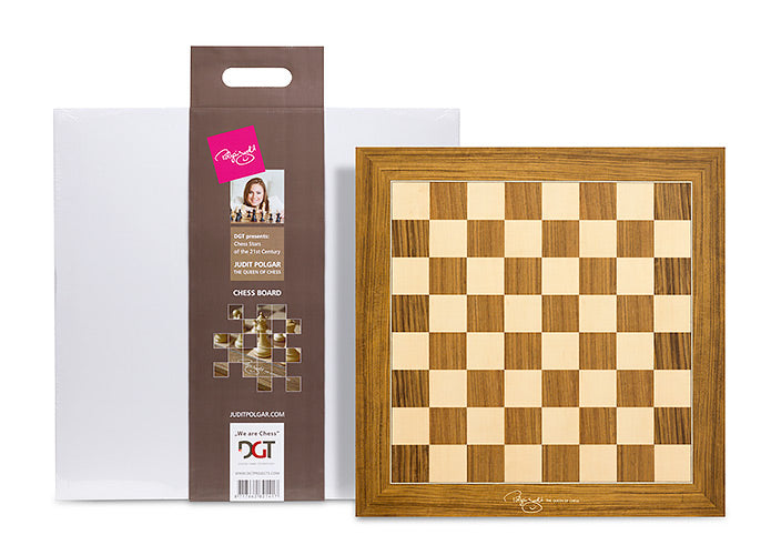 Judit Polgar Deluxe Chess Board - 55mm Maple & Cassia Siamea Wood