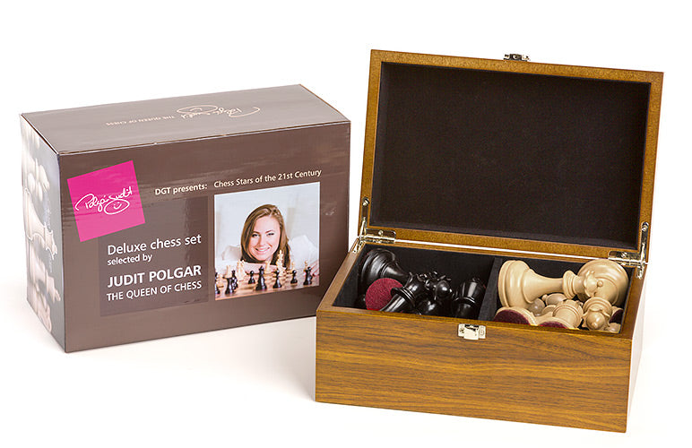 Judit Polgar Deluxe Chess Pieces No.6 - 3.75" in Wooden Chest