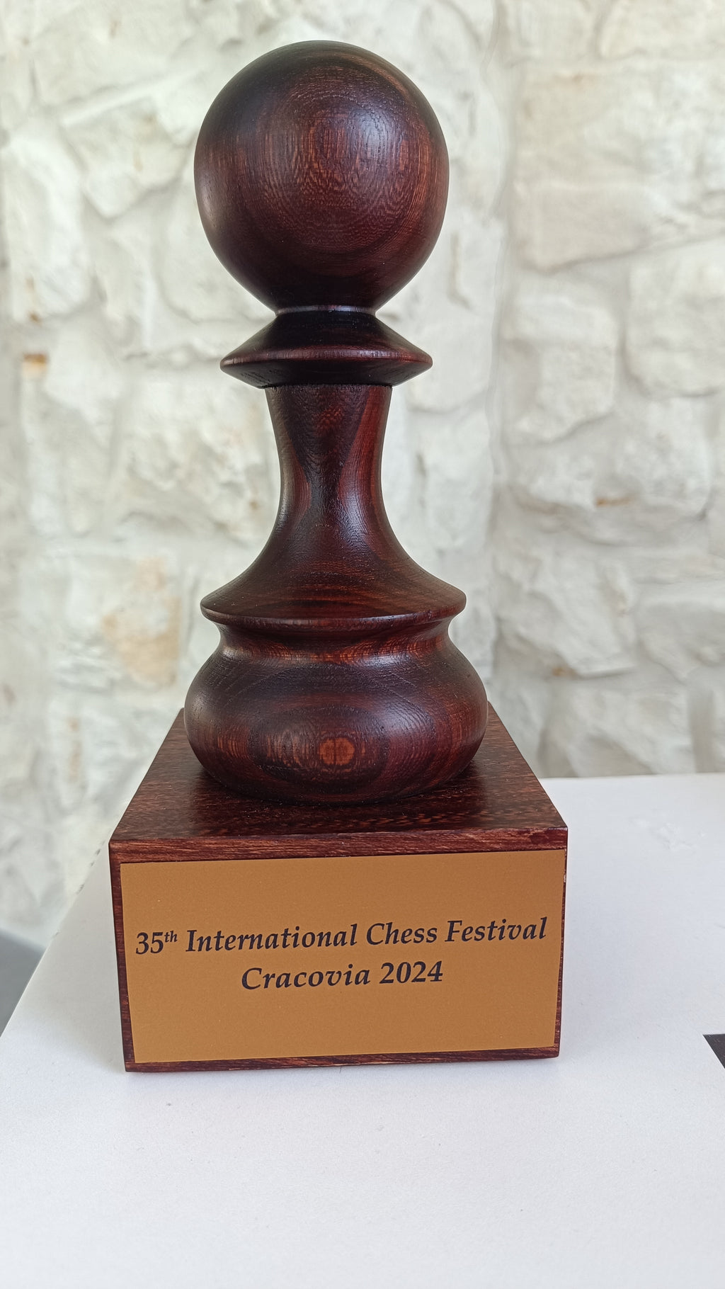 Chess Trophy Cup – Black Pawn, Handcrafted Wood