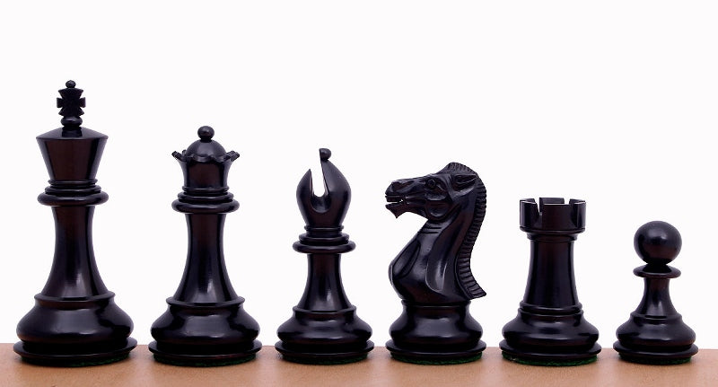 Stallion Knight Chess Pieces 4" - Ebonized Boxwood English Style Set with Extra Queens – image 2