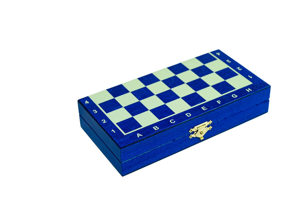 Magnetic Wooden Chess Mini 20cm – Blue Travel Set – image 4