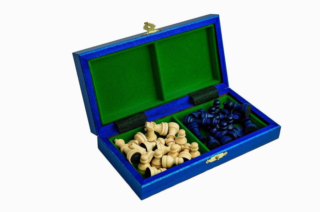 Magnetic Wooden Chess Mini 20cm – Blue Travel Set – image 3