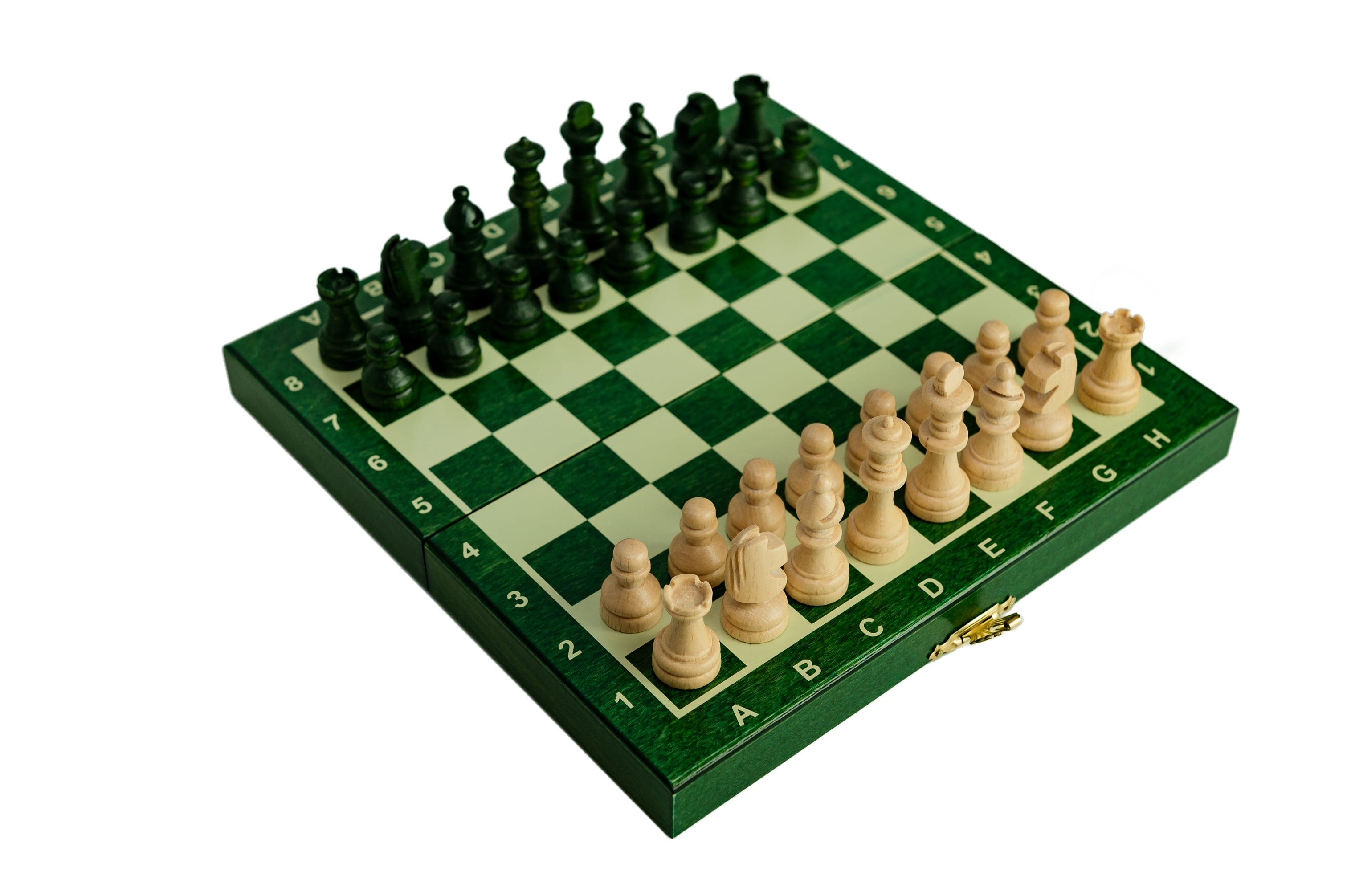 Magnetic Wooden Chess Mini 20cm – Green Travel Set