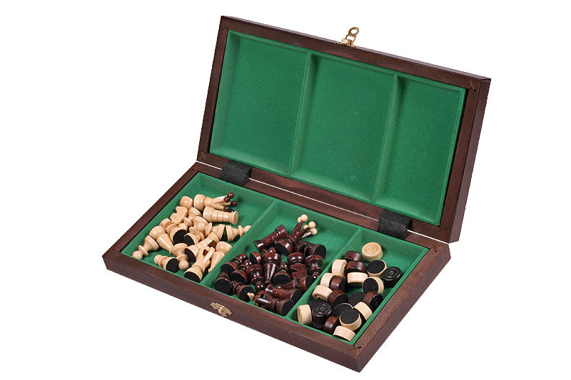 Chess Set 2-in-1 Wood 35cm - Chess Checkers Folding Case Hornbeam – image 9